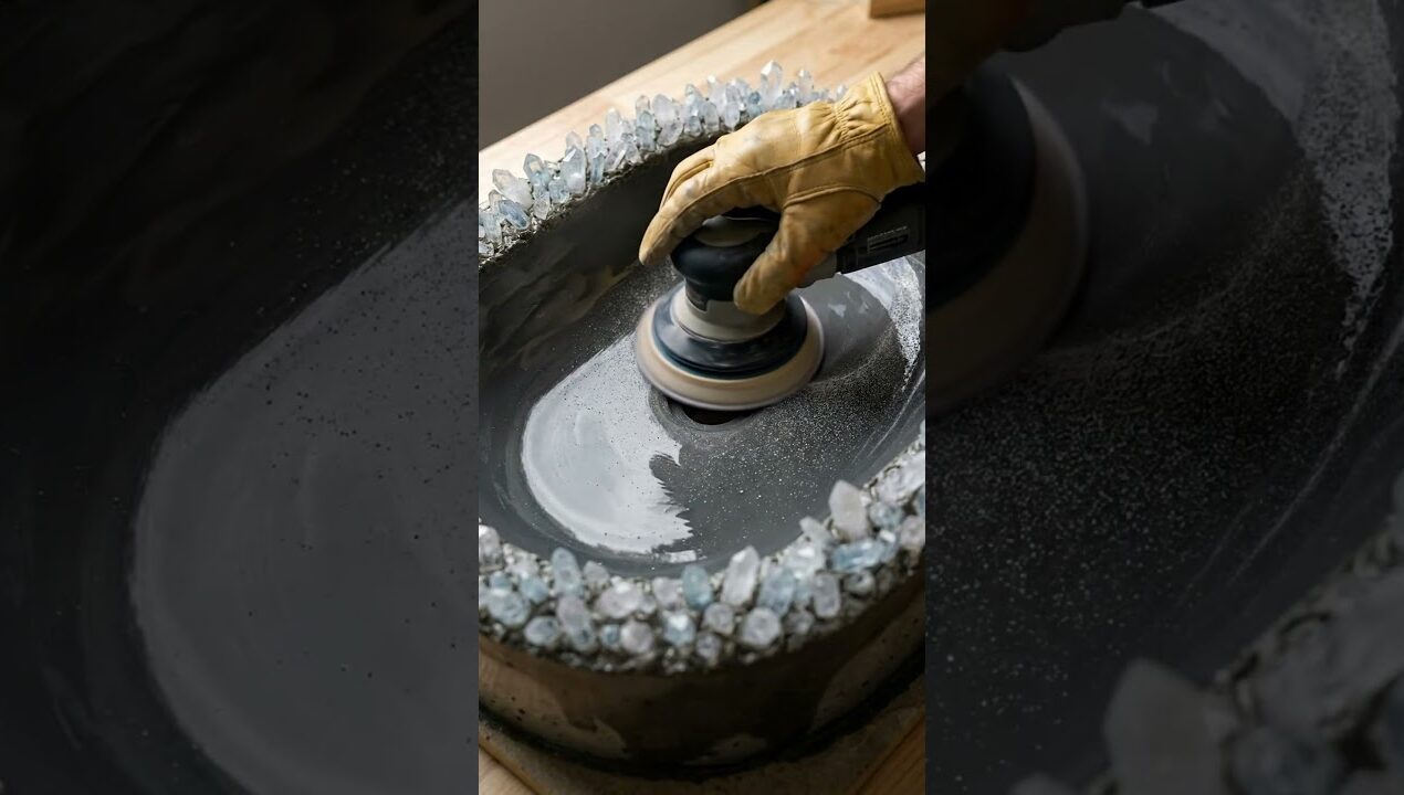 We Made a GLOWING Crystal Sink From Cement 😳 #diy #satisfying