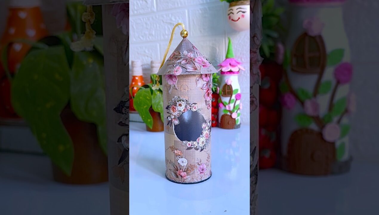 Diy cute birds house idea #diy garden decor #shortvideo #craft #ytshorts #diy #homedecor #trending