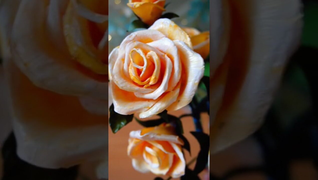 How to make Aesthetic Rose 🌹 🌹 with Glue gun 🔫/DIY Flowers Making Ideas #diy #rose #shorts
