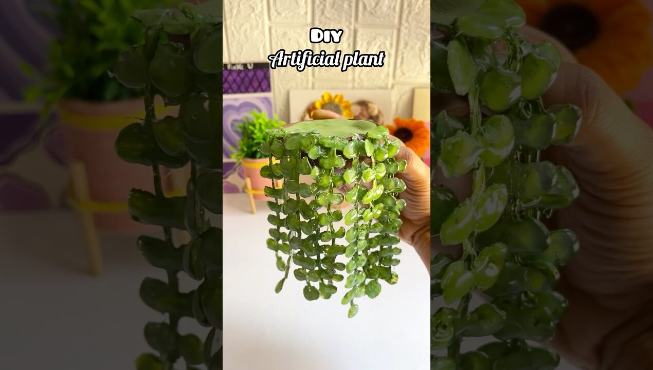 Diy artificial plant 🧿💕 #craft #craftideas #homedecor #youtubeshorts #artscraft #wallhanging #art
