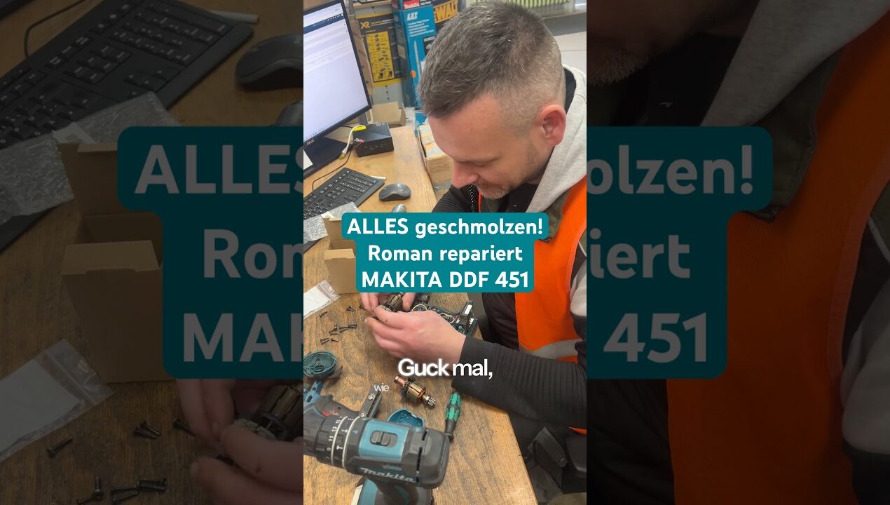 😳 KOHLEBÜRSTENHALTER geschmolzen! ROMAN repariert MAKITA DDF 451 #shorts #diy