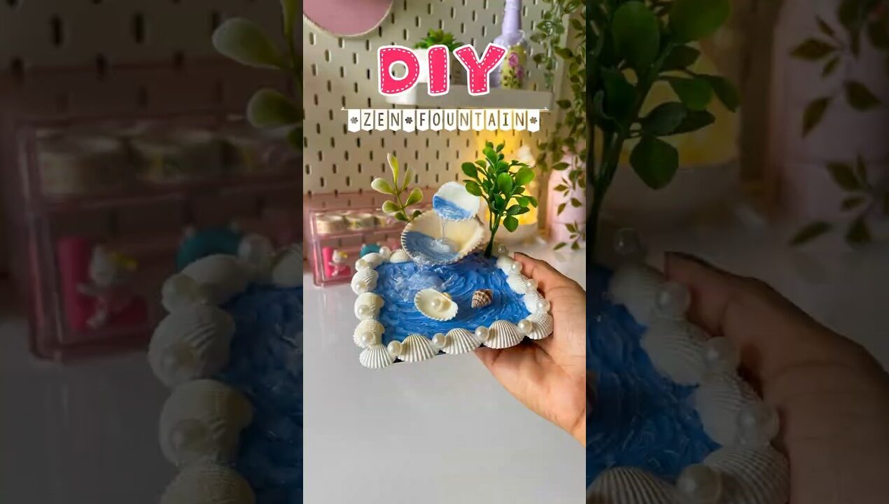 DIY Seashell Fountain 💖 Cute Aesthetic Decor #shorts #diy #viralshort #ytshorts