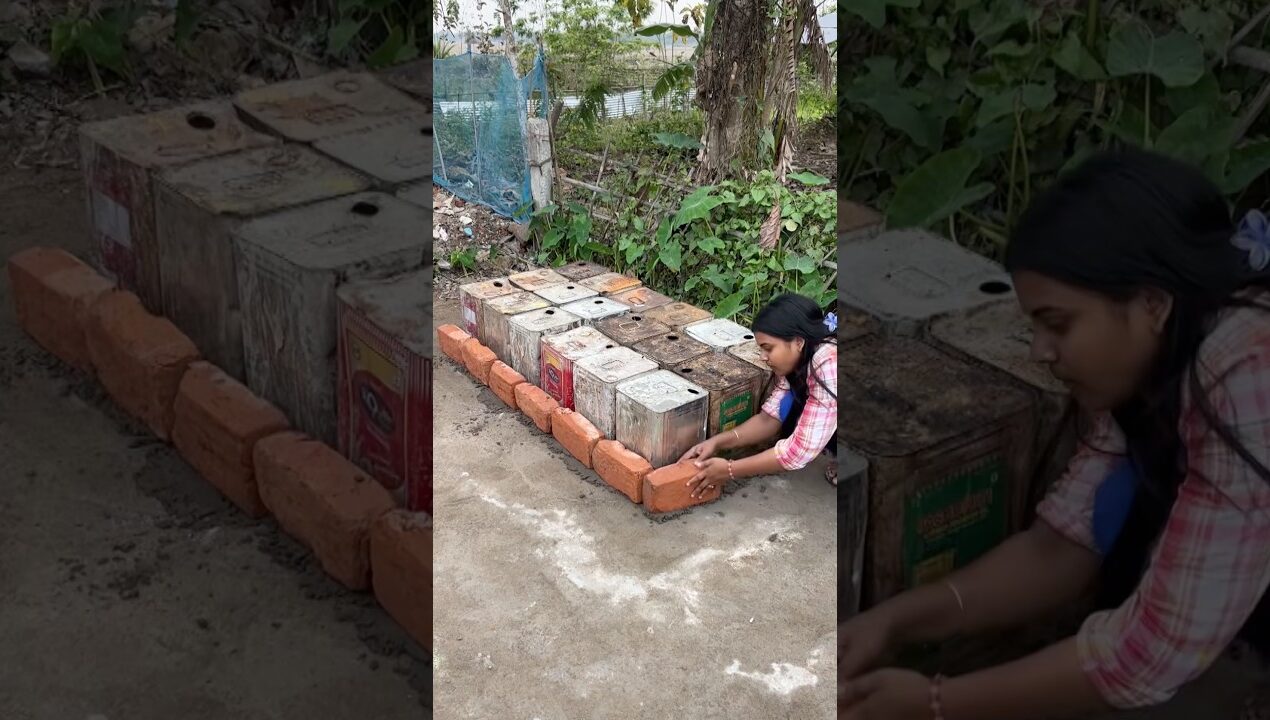 Oil Tins and Bricks 🧱 DIY Idea #Shorts #Cementcrafts #Crafts #homedecor #idea