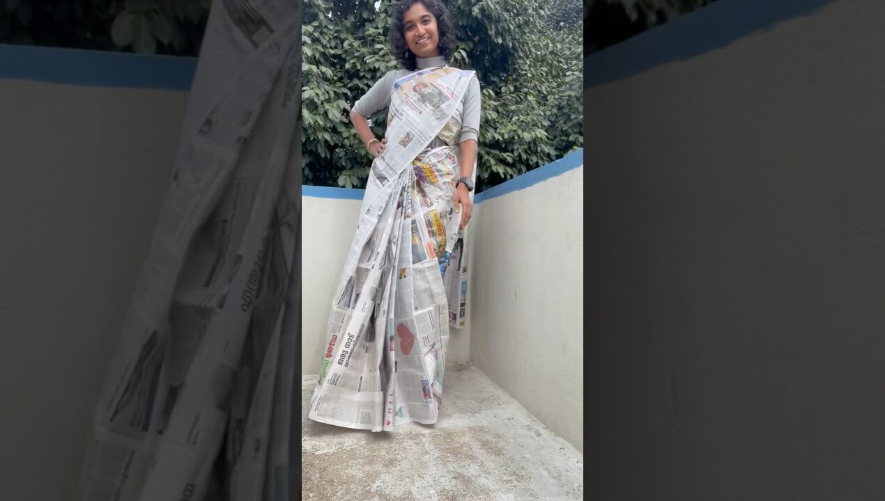 DIY Newspaper saree 🥰 | 4 hrs work |How to make a saree with newspaper | Newspaper dress | Art beats