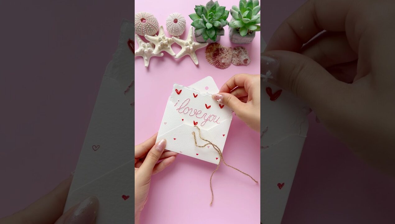 DIY Hand-Stitched Card Idea 💕 Romantic Handmade Gift
