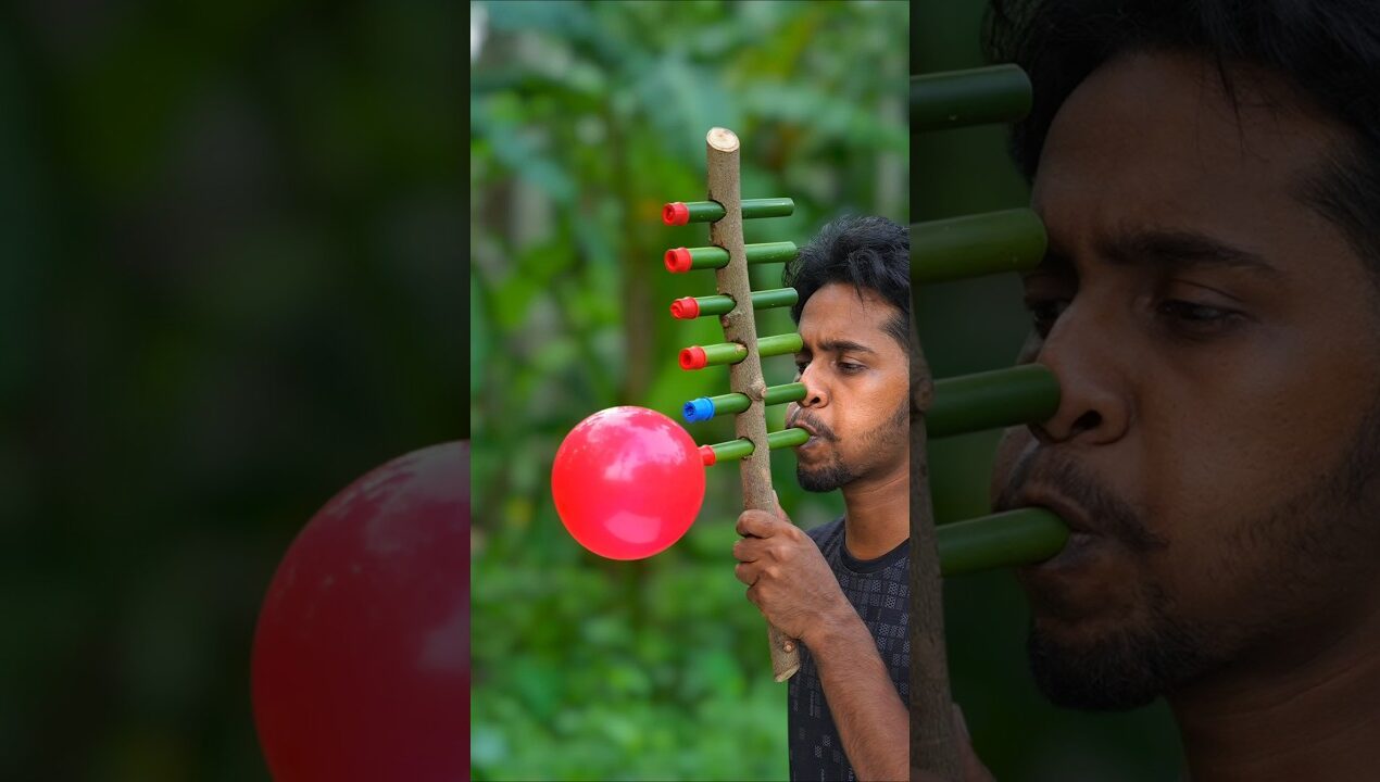 Handmade Bamboo Craft with Six Colourfull Balloone toys #Bamboo #Diy #Craft #Popping