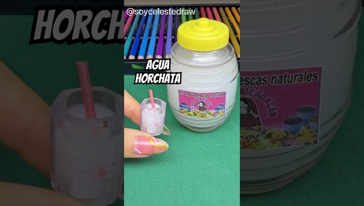 Hice agua de horchata 🧊MINIATURA #drawing #art #diy #manualidades