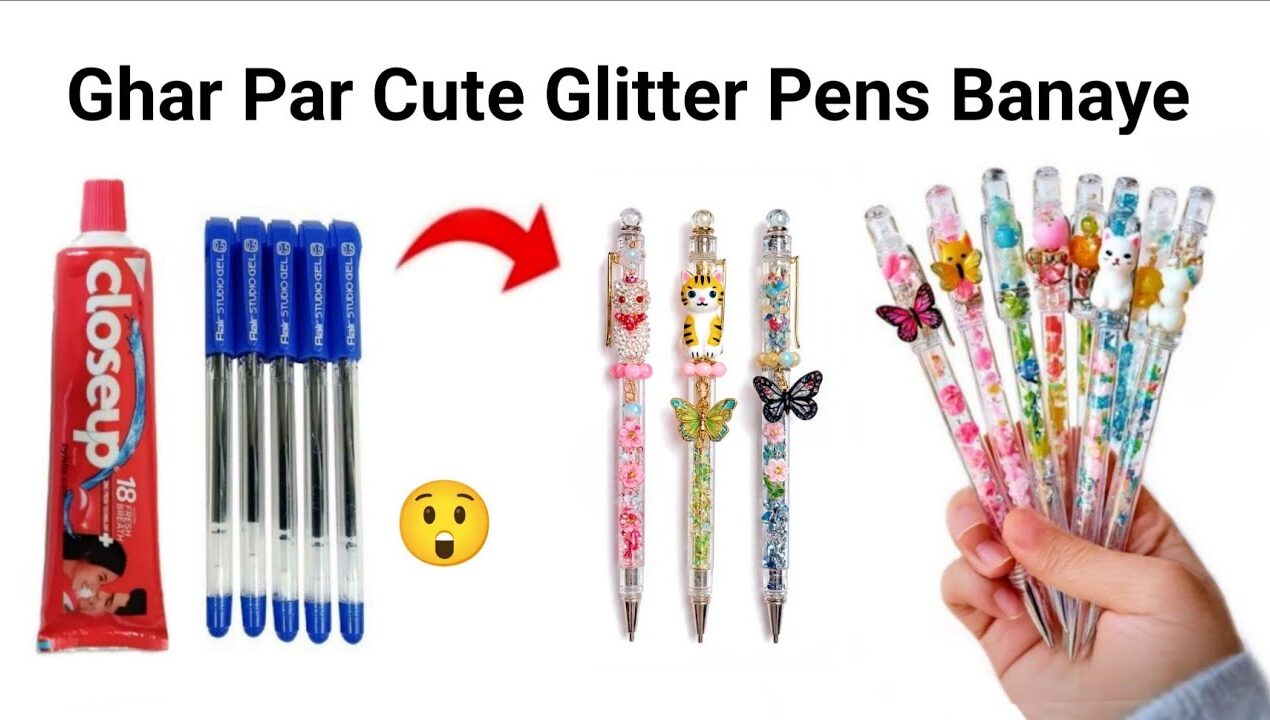 How to make Glitter Pen Keychain from waste materials/DIY gift Keychain/PenKeychaindiy/penDecoration