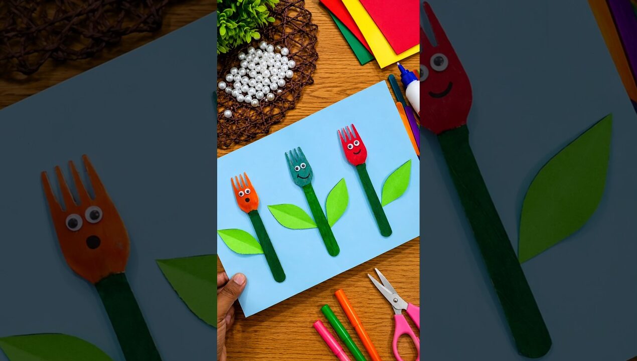 Icecream stick leaf design craft ideas for kids #shorts #ytshorts #viralshort #kids #trending #craft