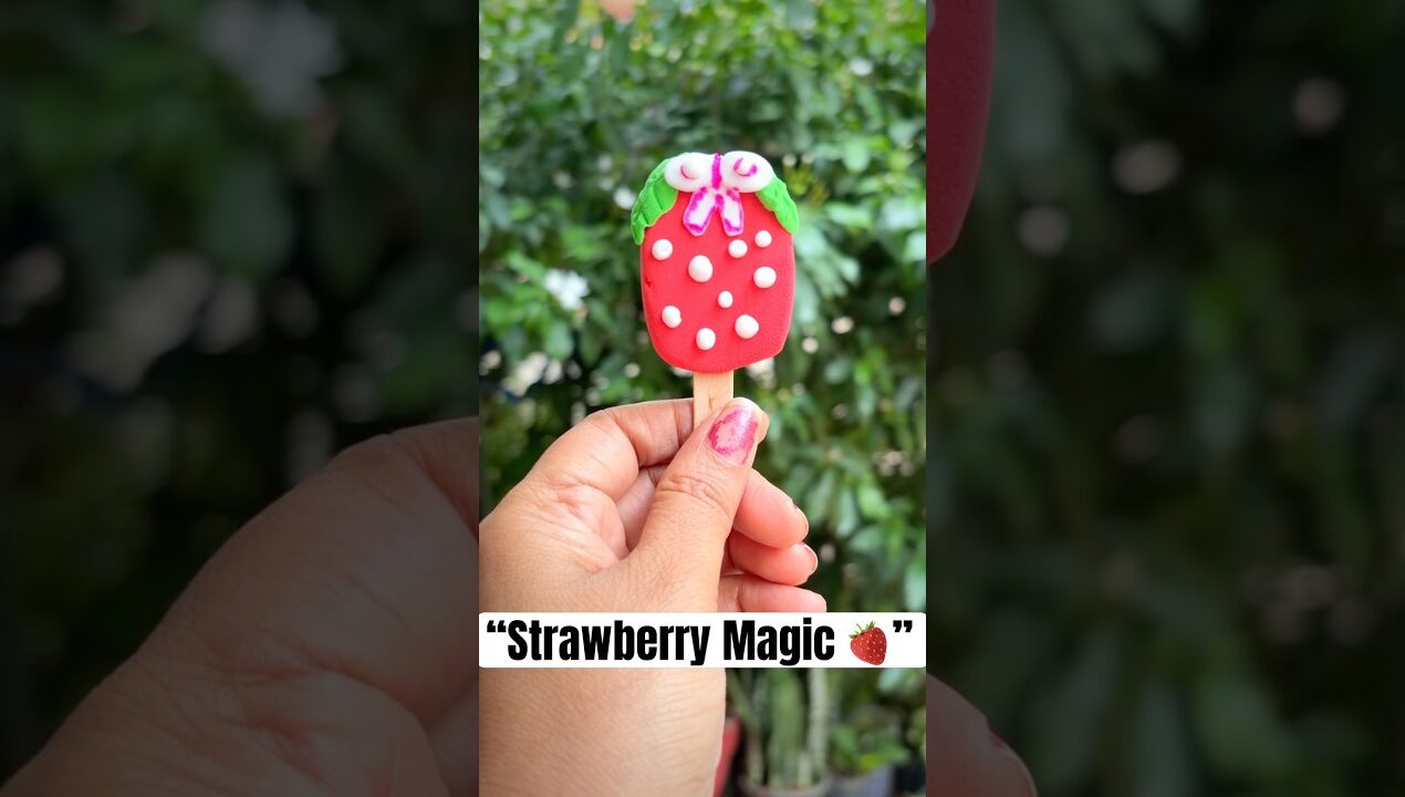 DIY Mini Strawberry Popsicle🍓 | Satisfying Clay Craft#shorts