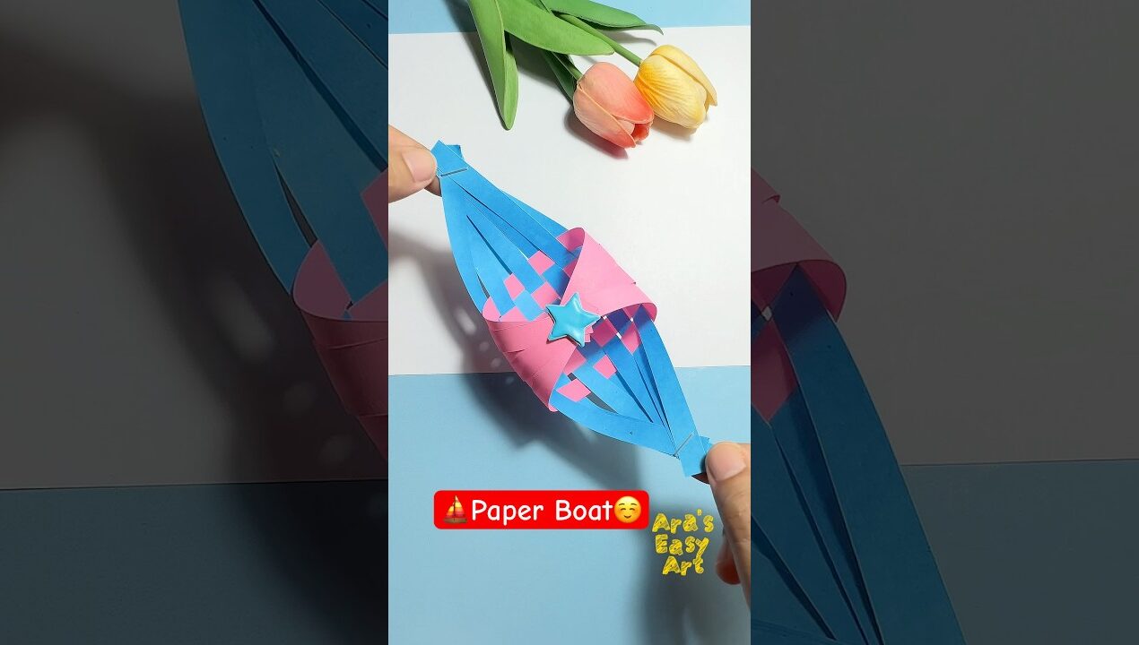 ⁠⛵ DIY Origami boat paper craft @ArasEasyArt #diy #boat #viral #ytshorts