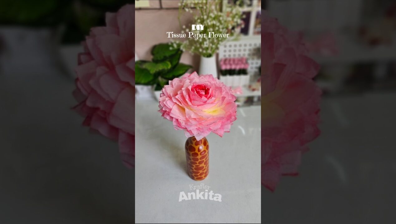 DIY Tissue paper Flower #crafts #diy #handmade #homedecor #shorts #krafterankita #tissuepaperflower