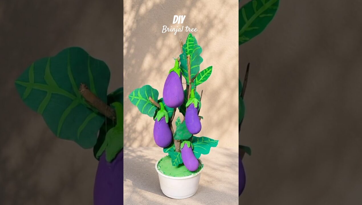 Amazing Brinjal Plant Craft 🍆🌿 | Easy Mini Vegetable Tree l #brinjalcraft #vegetablecraft