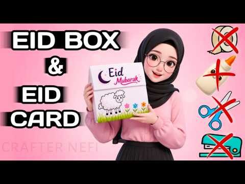 2 Easy DIY Eid Crafts 🌙 | How to Make Eid Mubarak Card & Gift Box at Home (No Glue, No Tape)