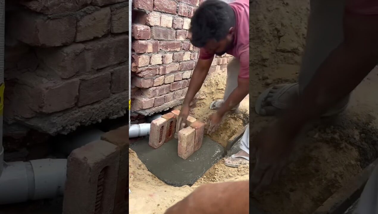 DIY method for making concrete chamber with bricks 🧱 structure #viralvideo #concretecastles #diy
