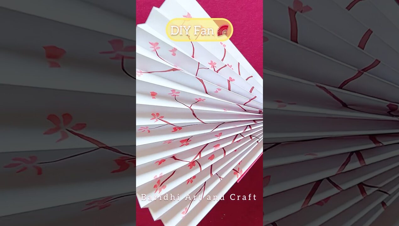 OMG😮DIY Cherry Fan 🪭 | Cherry Blossom | Paper Craft 🌸 #shorts #youtubeshorts #diy #sakura