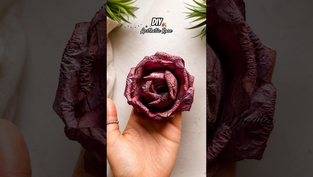 How to make Aesthetic Rose 💜 DIY Flower Making idea 💡#diy #rose #flowers #shorts #craft
