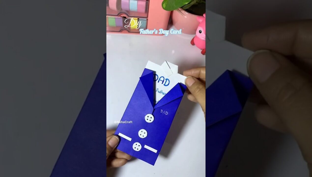 Diy Father’s Day Card 🩵✨ #diy #craft #gift #papercraft #youtubeshorts