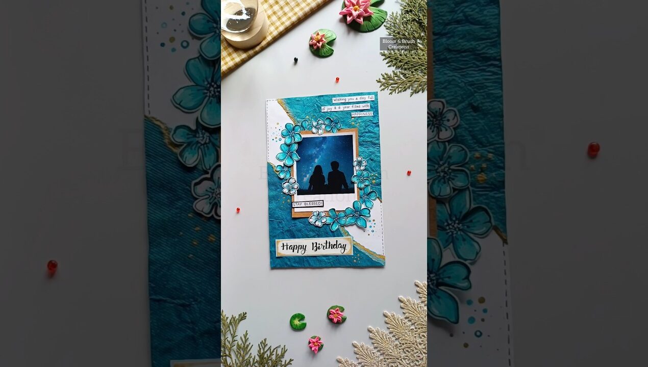 Easy Aesthetic Birthday Card 💙। #birthdaycard #card #viralvideos #trendingsong