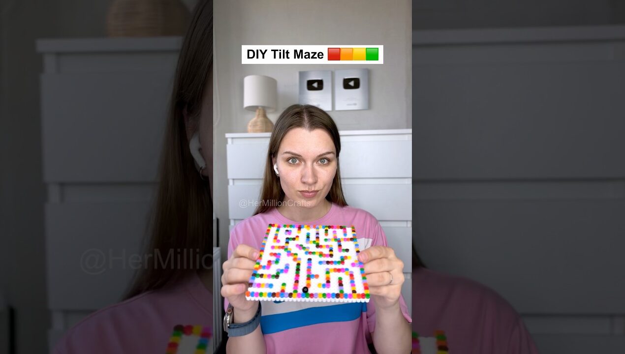 DIY Perler Beads MARBLE LABYRINTH! 🎲✨ Extreme Tilt Maze #diy #craft #viral #trending