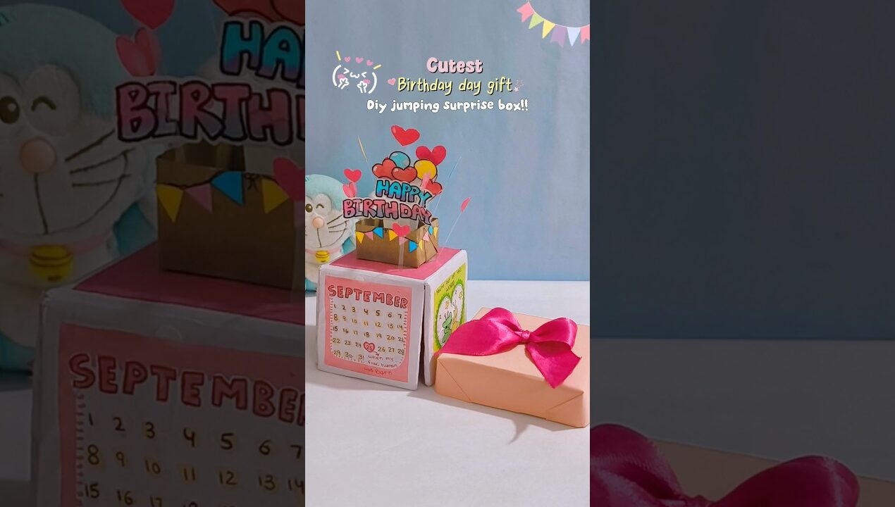 😍 Cutest Birthday Gift You can make 🎉🎁 | DIY Jumping Surprise Box #diy #crafts #shorts