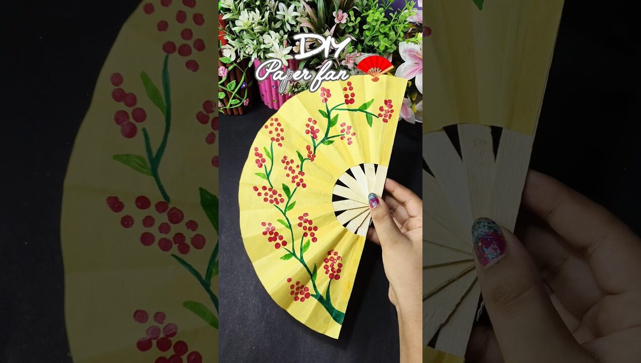 DIY paper fan 🪭 #diy #craft #handmade #paperfan #papercraft #craftideas #diyideas #shorts