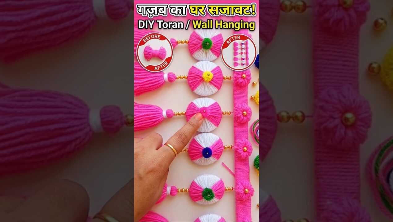 diy ideas toran with woolen #craft #diy #latest