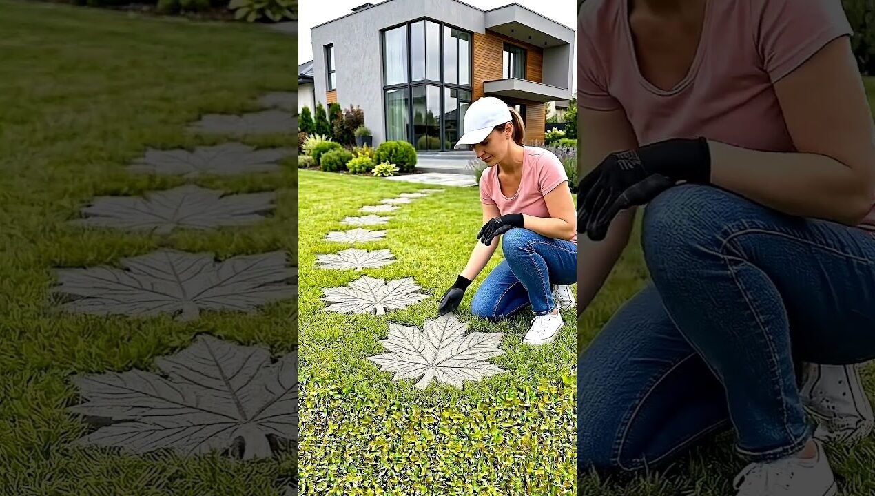 Amazing Concrete Leaf Stepping Stone DIY 🍃 Turn Real Leaves Into Beautiful Concrete Garden Stones! 🌿