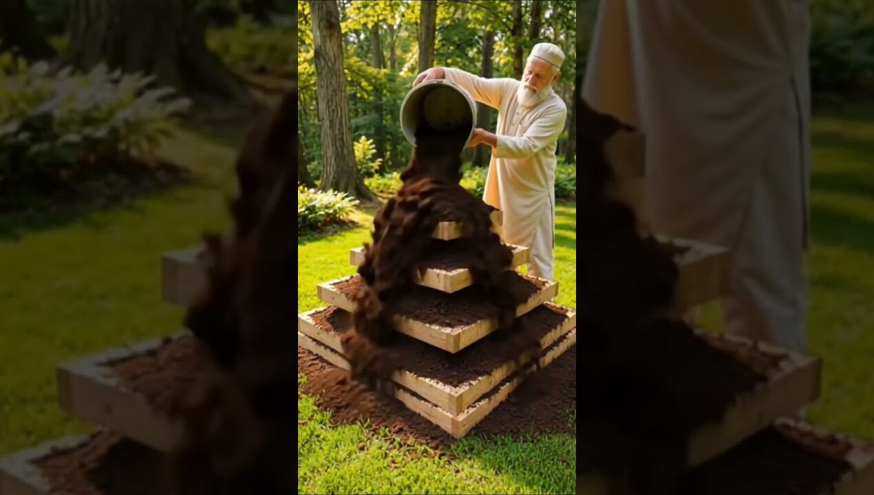 Old Man Builds an Amazing Garden Setup with Mud and Wood 😱🌱