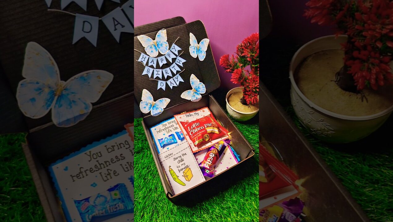 DIY Gift hamper box ideas 🦋✨️#diy #shorts #handmade #couple #gift #ytshorts #hampers