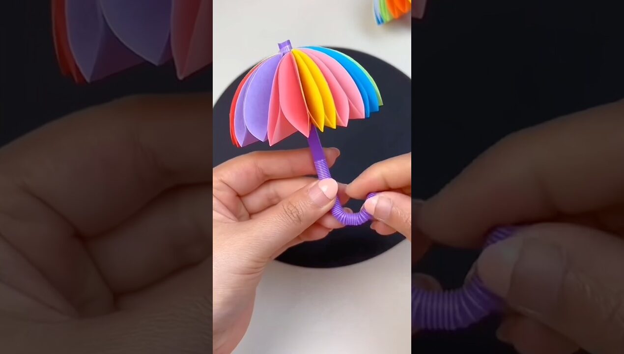 Beautiful Paper Umbrella Craft ☂️ | Easy DIY Paper Craft for Kids #diy #papercraft #umbrella
