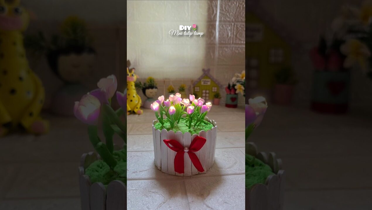 Diy tulip light lamp🌷 #diy #adorablecrafts #craft #handmade #viral #trending #art #makeoverideas