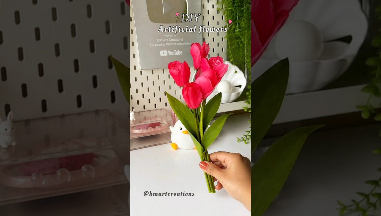 DIY Artificial flower craft🌷#shorts #viralcraft #reuse #handmade #diy #crafting #artshorts #trending