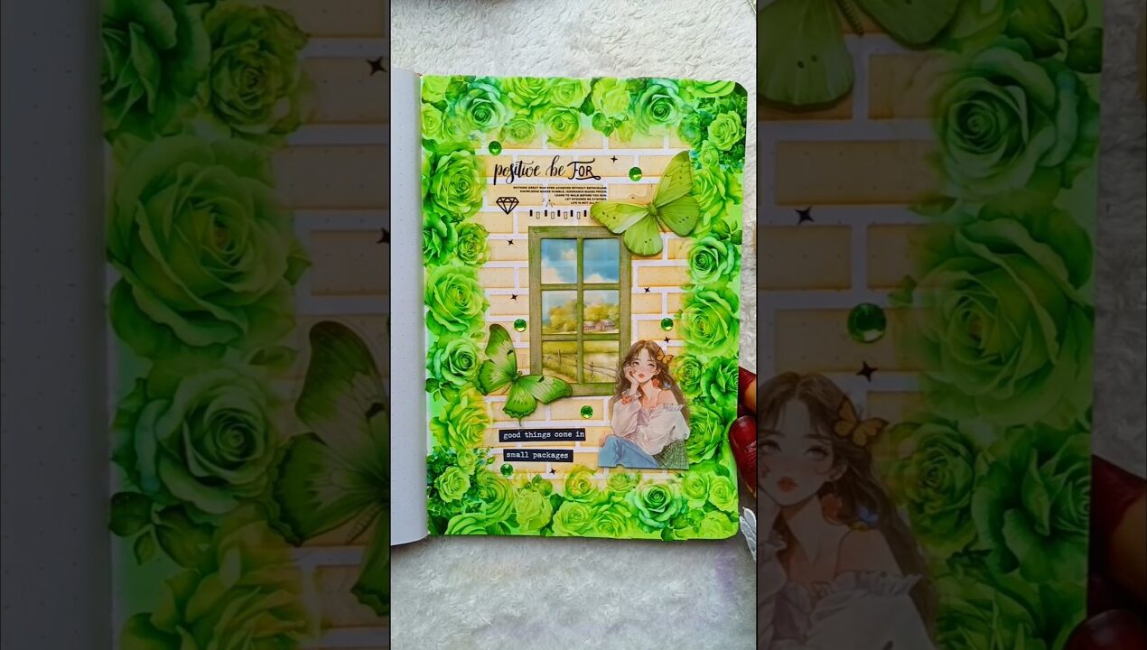 Green Window Journal With Me 🍀 ASMR ☘️ #pinterest #diy #ideas #inspiration #sticker #aesthetic