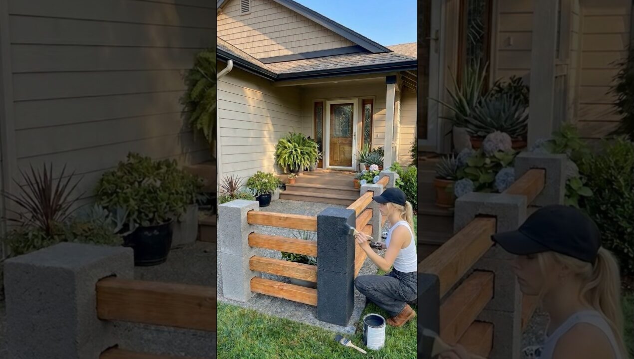 DIY Front Yard Fence: Easy Cinder Block & Timber Project! 🧱