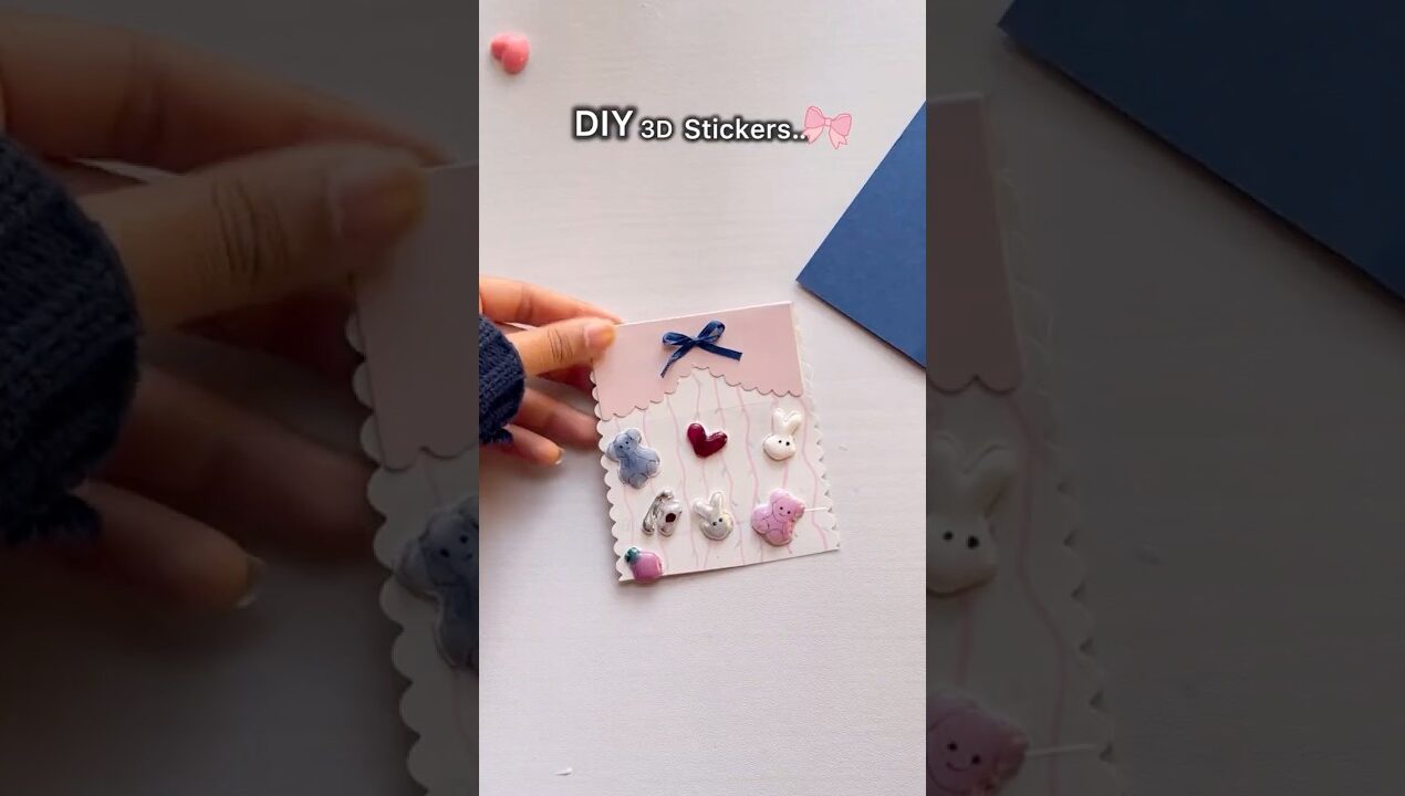 DIY Cute 3d stickers 🎀with glue gun🍓|Handmade crafts✨#diy #shorts #art #viral #fypシ