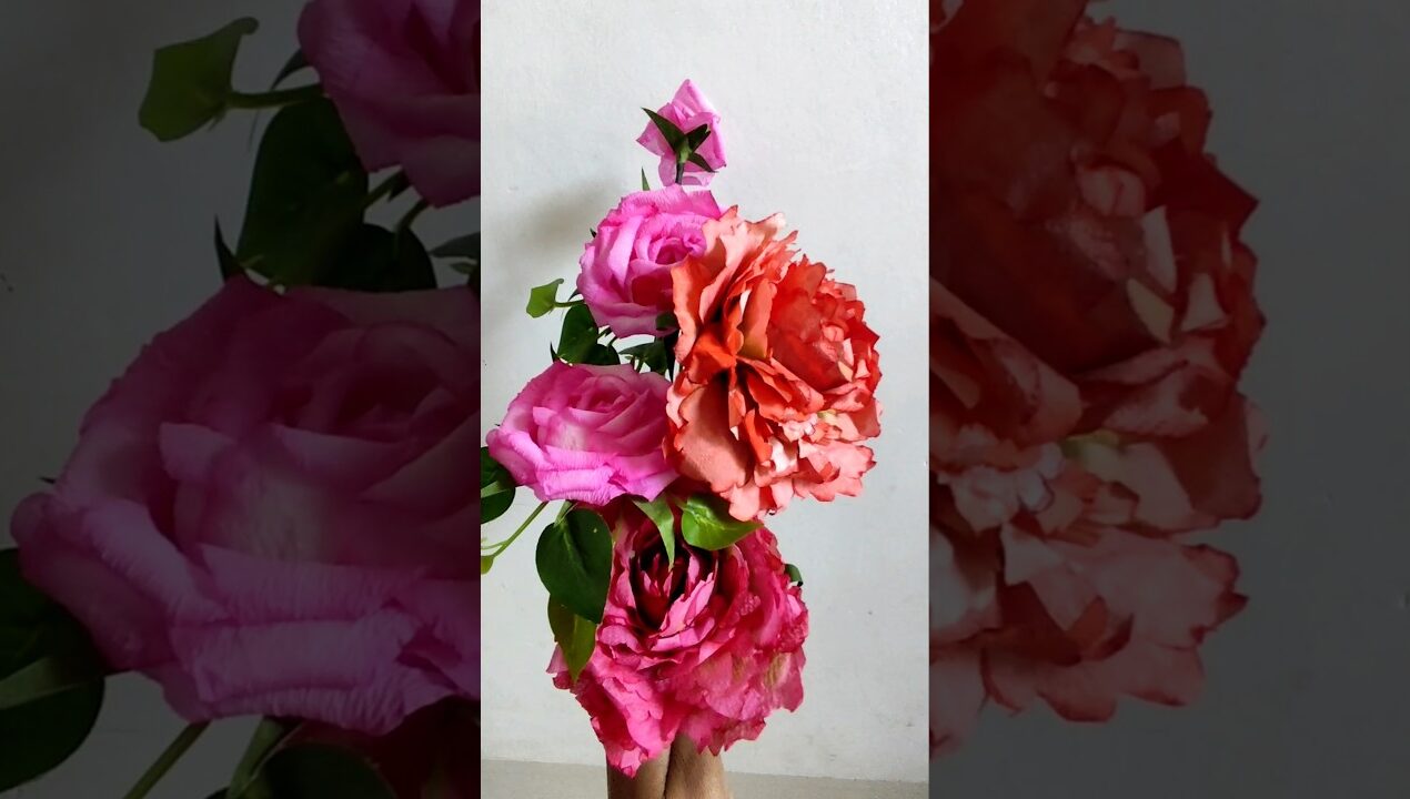 How to Make Aesthetic Rose With Tissue paper /DIY Flower Making Ideas With Napkin #diy #rose #craft