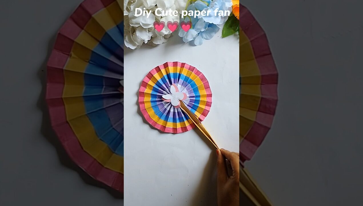 Diy Cute paper fan craft ideas ❤️❤️❤️#shorts #viral #artandcraft #diy #craft