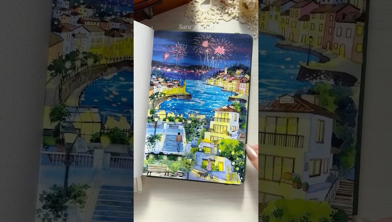 ASMR Nightscape Journaling✨ Scrapbooking Ideas #journaling #journalideas #scrapbooking