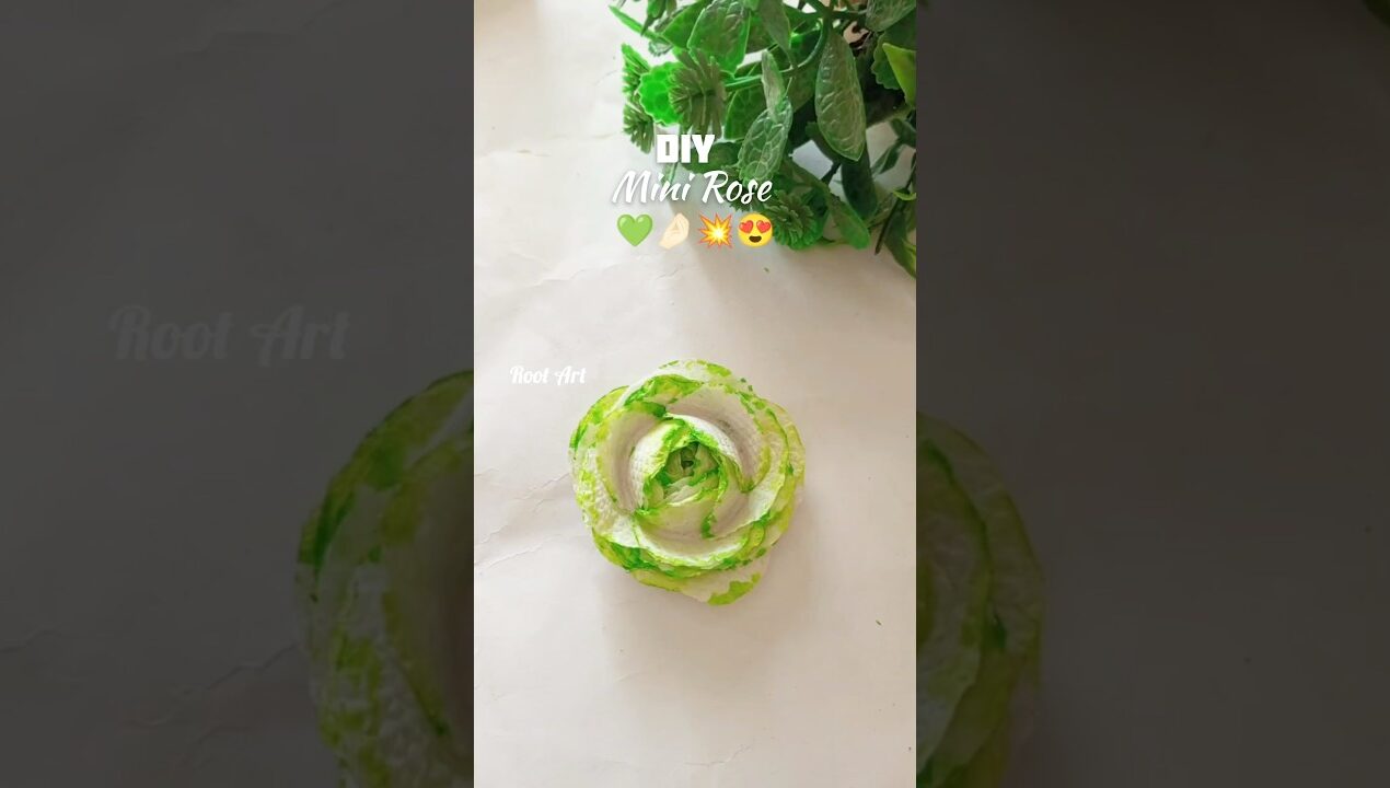 DIY Green Rose 💚 | Tissue Paper Flower Craft | Easy Asthetic Decor #youtubeshort #diy #craft