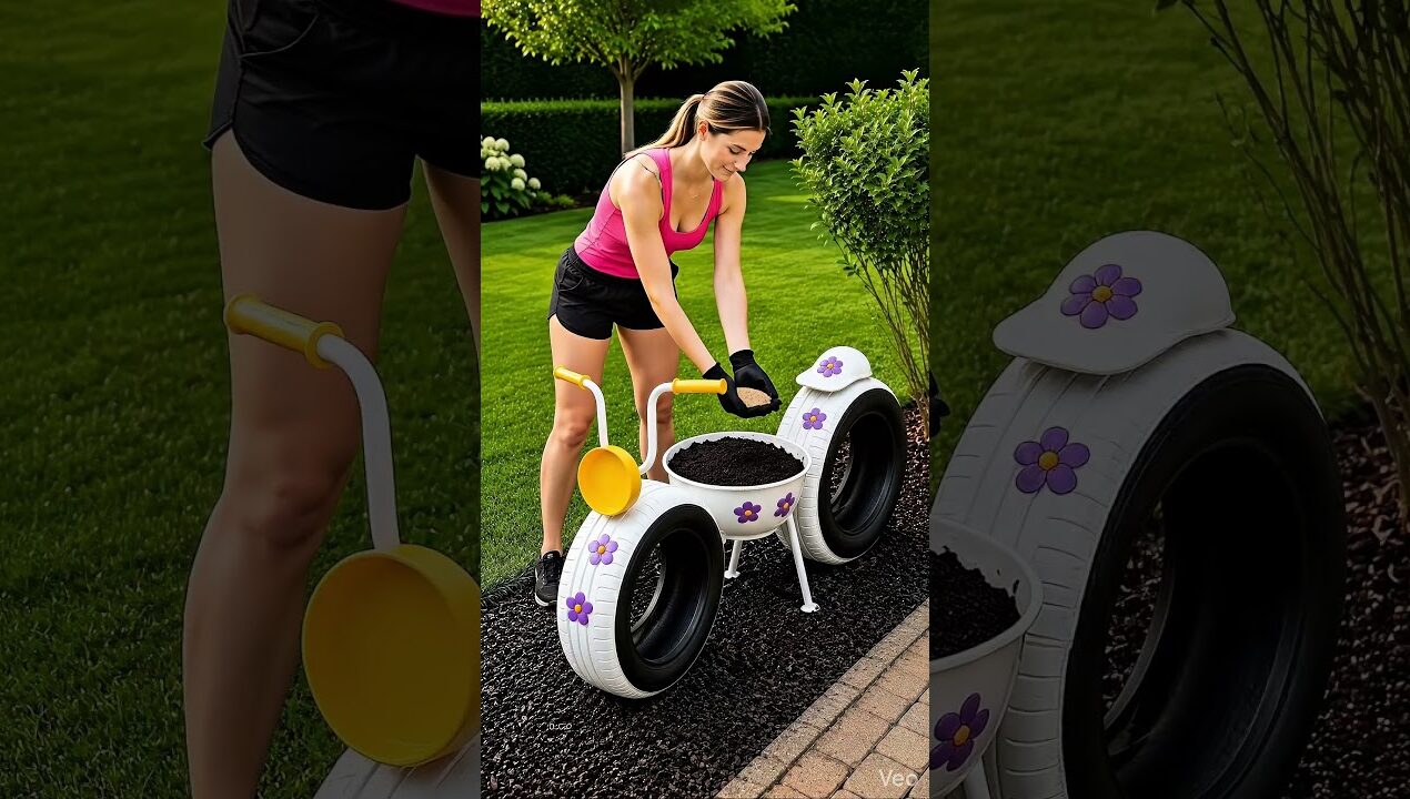 Amazing Tire Planter Transformation 🌸 | Creative Garden DIY Idea #shorts