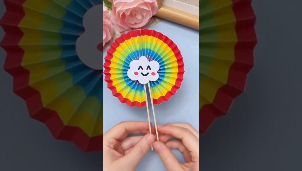 DIY Cute paper fan 🪭 Easy paper craft ideas #art #diy #papercraft #craft