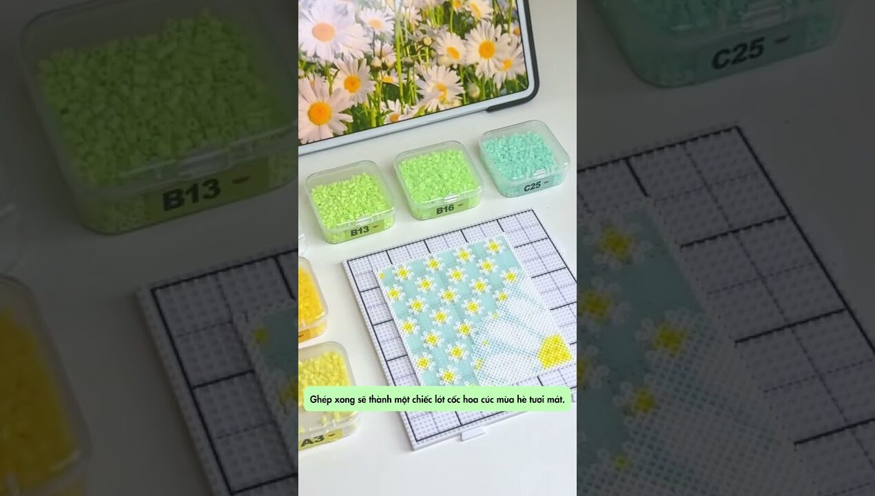 Lót ly hạt nhựa ghép siêu mùa hè  #handmade #trochoi #diy