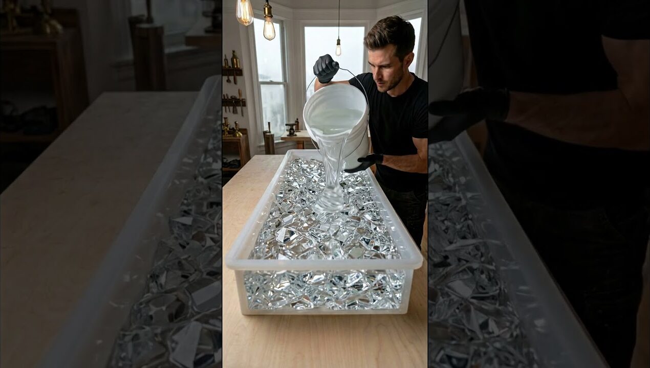 Crystal Clear Glass Illusion Table ✨🪟  Mind Blowing Epoxy Resin DIY.  #diy #epoxyart #home #resindiy