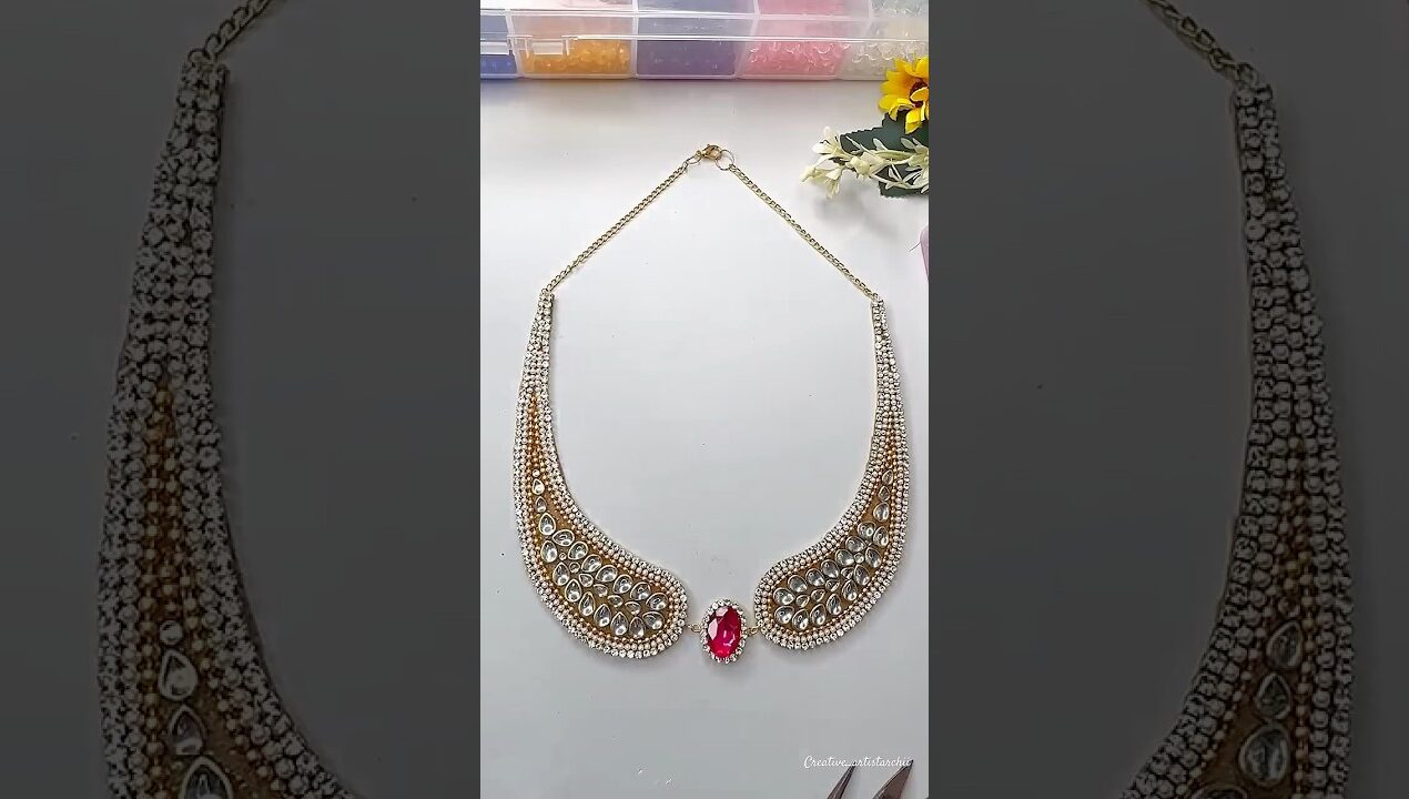 Diy Kundan Necklace Making 😱🔥 #diy #trending #ytshort #shorts #handmade