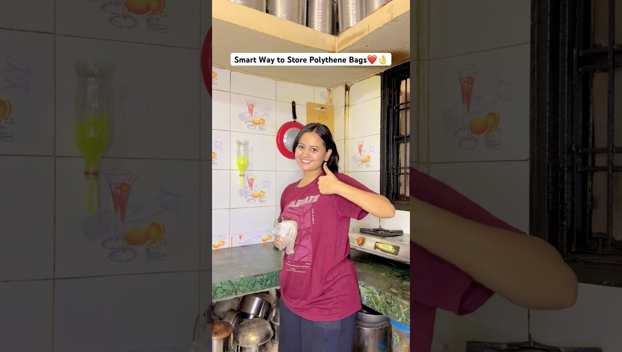 Easy DIY for Organizing Plastic Bags♻️#ashudishu_6717 #reels #shorts #tricks #diy #kitchenhacks #fyp