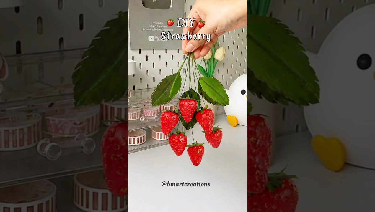 Realistic Red strawberry craft🍓 #shorts #viralshort #reuse #diy #handmade #crafting #trending