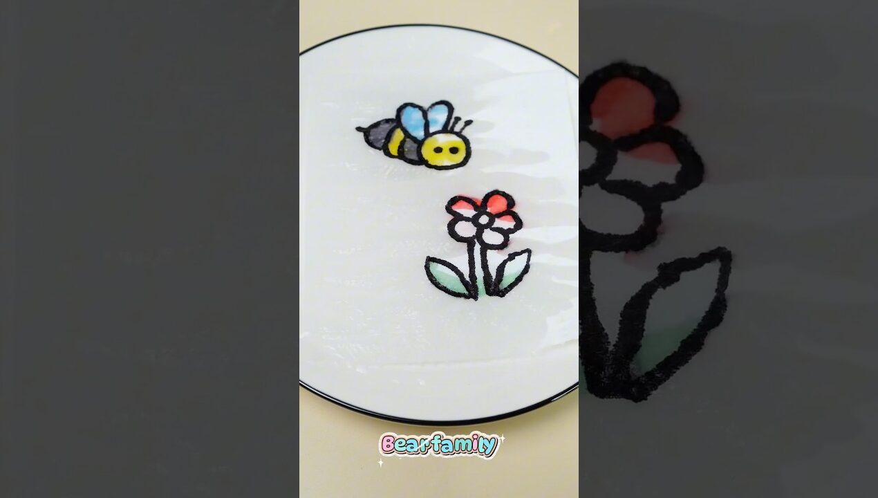 Bee & Flower Magic Art Paper 🐝🌸✨ | Creative DIY Craft | BearFamily #shorts #funny #love