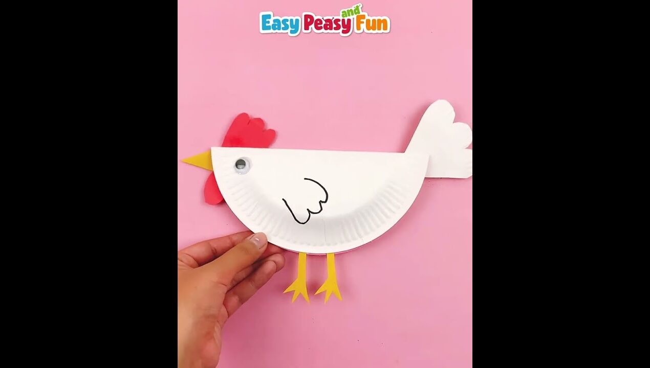 Easy craft idea with paper plates – Make this cute chicken craft