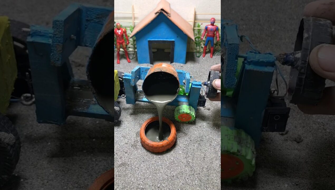 Mini Construction Wala Video / Mini Tractor Wala Video / Cement Pillar / #diy #short #shortsfeed